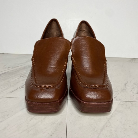 Steve Madden Etney Brown Square Toe Heeled Loafer 9 1/2 M - Picture 2 of 15